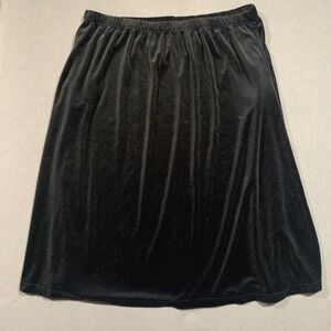 Woman Within Black Velvet Midi Skirt Plus Size 3X 18/20 Elastic Waist Long 32in